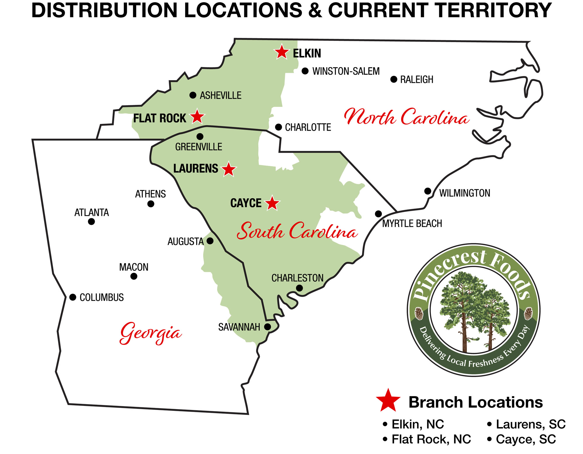 Map of Pinecrest Distribution Area