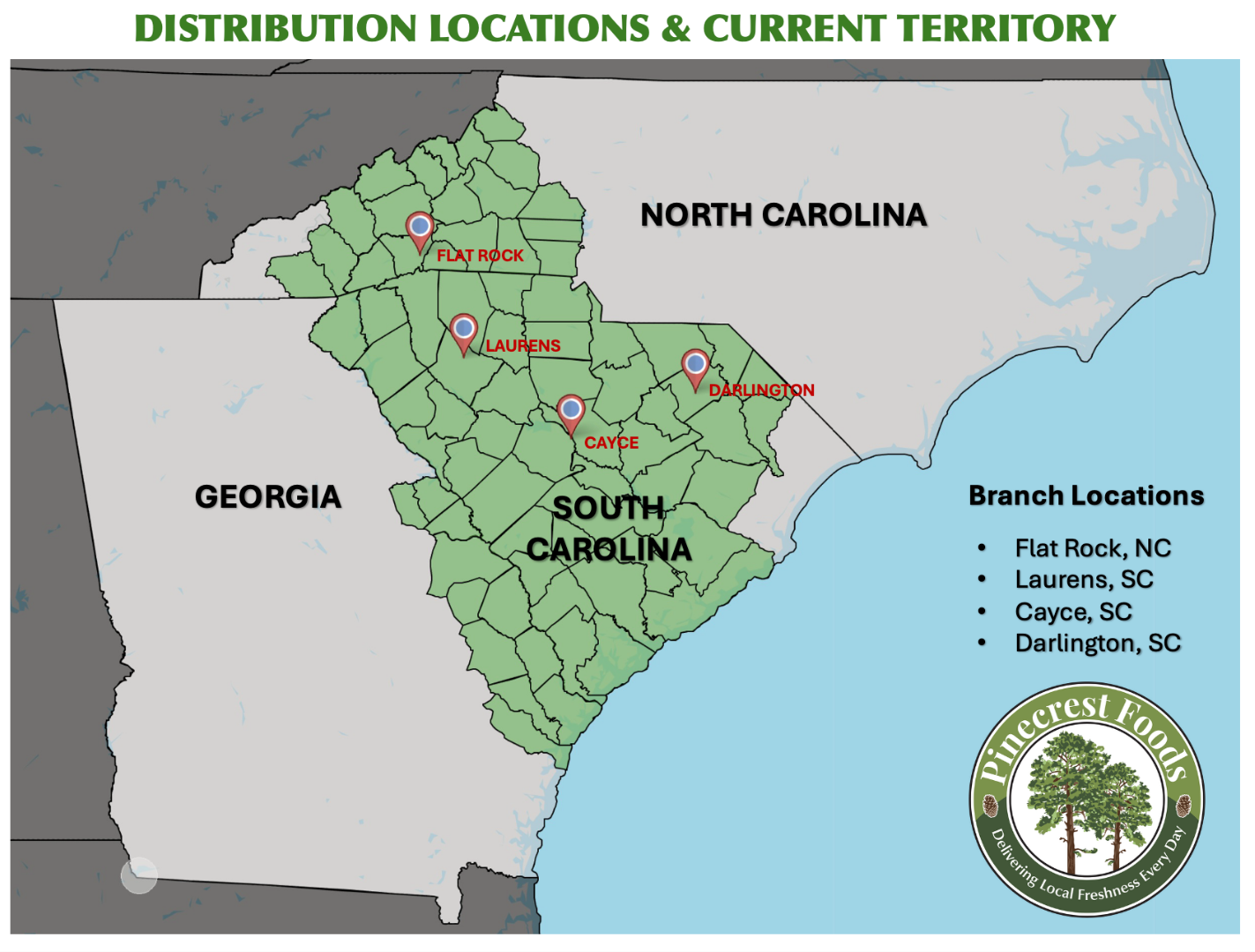 Map of Pinecrest Distribution Area