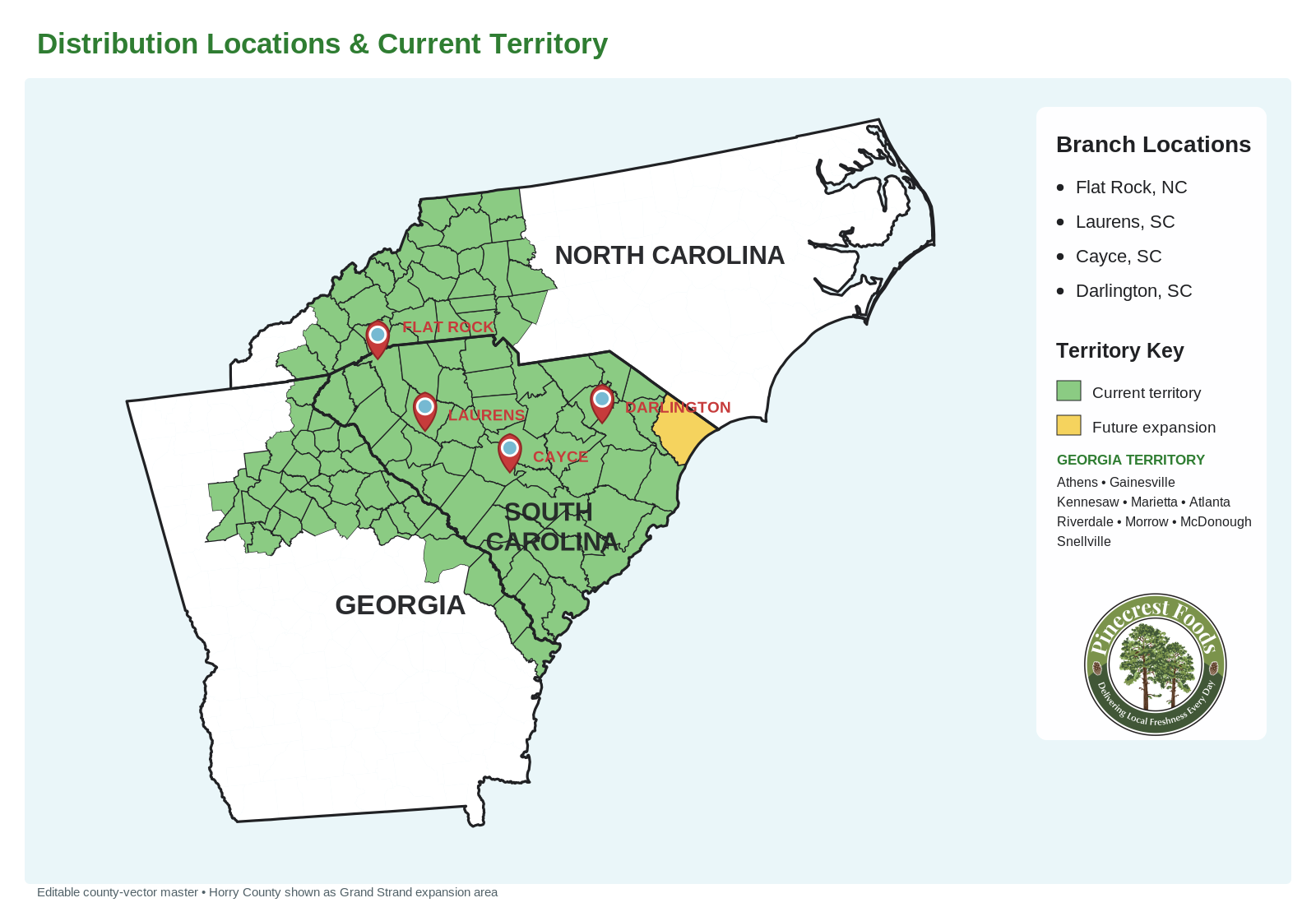 Map of Pinecrest Distribution Area